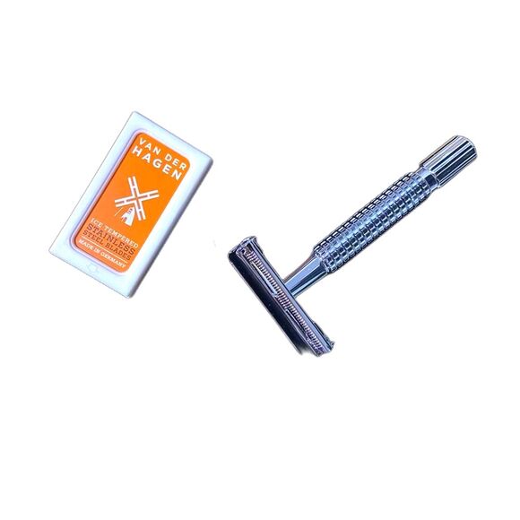 Van Der Hagen TWIST Adjustable Safety Razor Siver 5 Blades - Picture 1 of 10